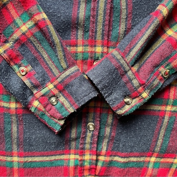 American Eagle Flannel Shirt AE Ahh-Mazingly  Soft Boyfriend Fit Red Blue Sz XXS - Picture 12 of 14